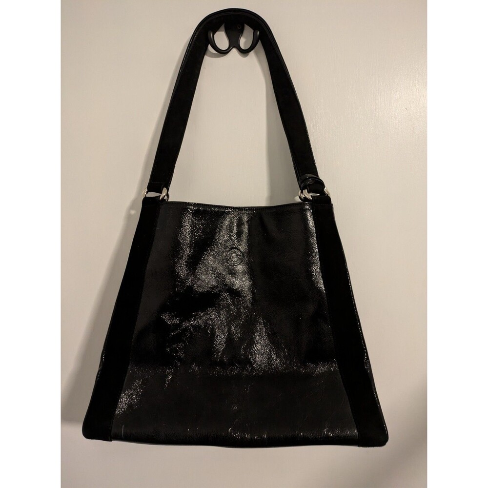 Giani Bernini Patent Black Leather Tote Bag Black Purse - Picture 1 of 9
